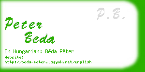 peter beda business card